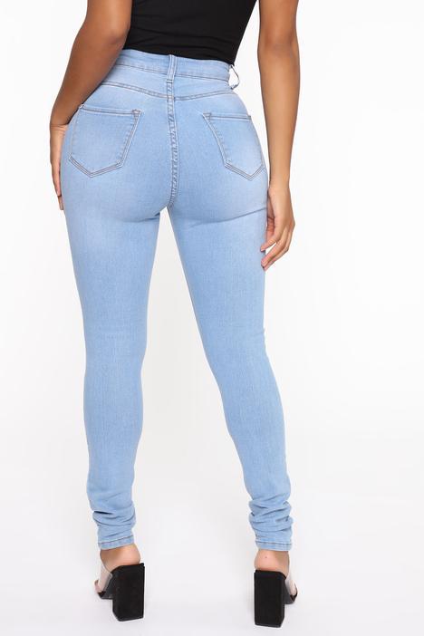 Womens Stretch Denim High-Waisted Skinny Jeans